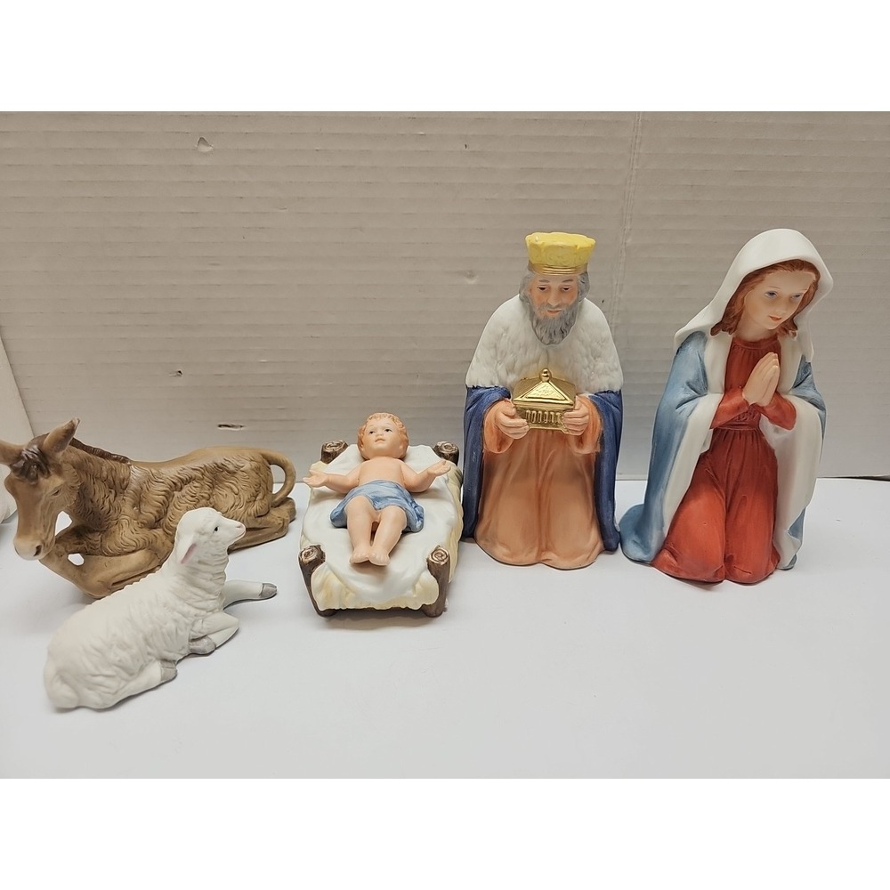 Vintage Homco Nativity 5260 Complete Set 10 Pieces Porcelain Bisque Matte Finish - Picture 8 of 13